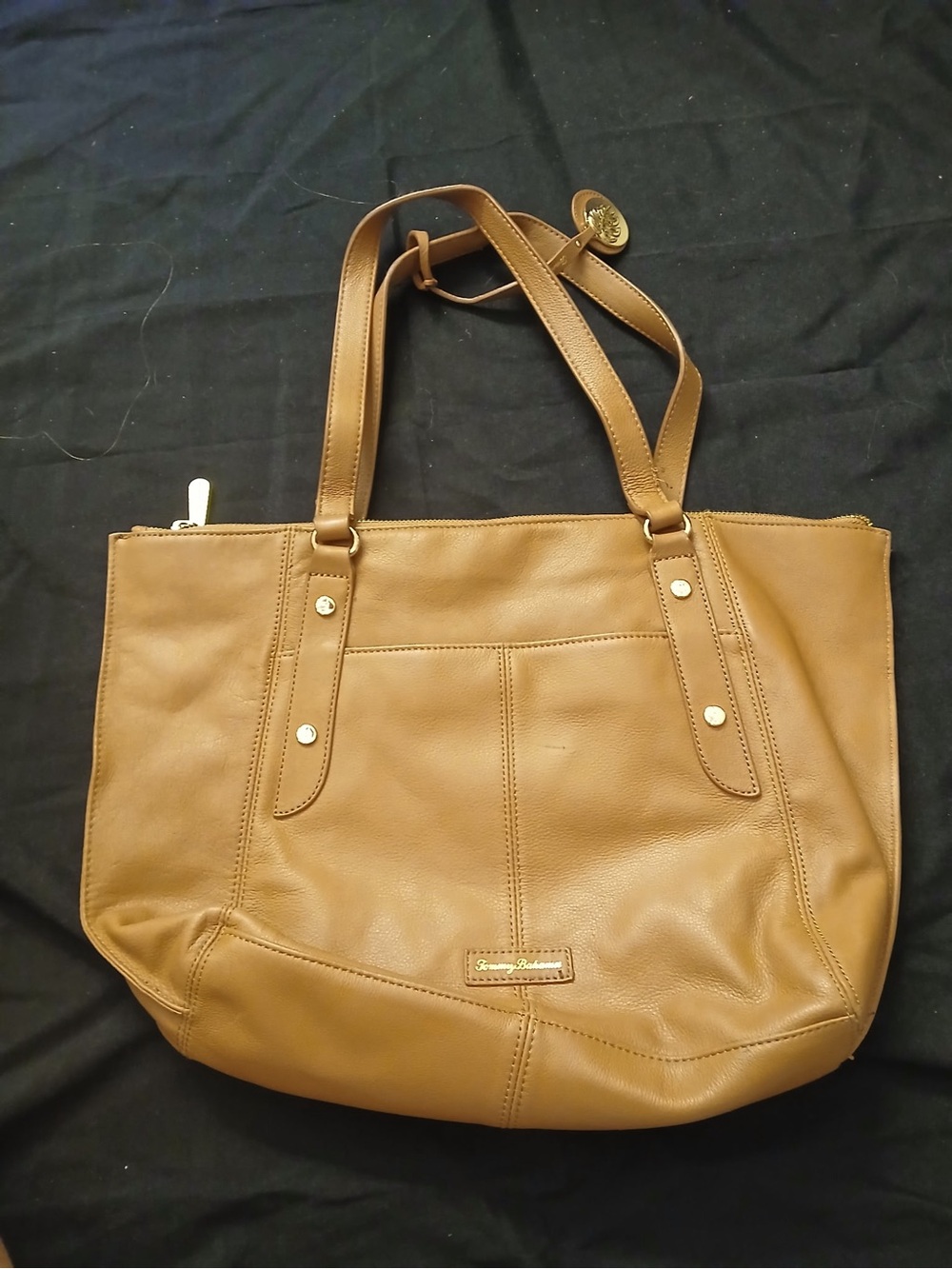 Tommy Bahama Caramel Leather Tote with Gold Accents - Picture 5 of 11